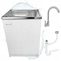 Stamar - Keukenkast 60cm met Wastafel + Wastafelkraan - Keuken meubel - Wit