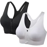LONGZIMING -Dames Sport-BH met Ritssluiting – Racerback, Ademend & Zweetabsorberend, Verwijderbare BH-Pads, Medium Ondersteuning – Voor Sport, Fitness en Yoga, Maat L