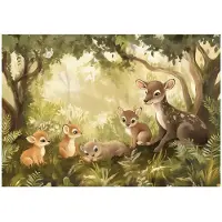WALLARENA - Fotobehang - 400x280 cm - fotobehang voor kinderen met bos- en dierenmotief
