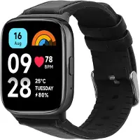 Kwmobile horlogeband geschikt voor Xiaomi Redmi Watch 3 Active / Redmi Watch 3 Lite -Armband voor fitnesstracker van leer in zwart