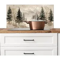 KitchenYeah Spatscherm keuken 90x45 cm - Kookplaat achterwand Bos - Herten - Winter - Sneeuw - Muurbeschermer - Spatwand fornuis - Hoogwaardig aluminium
