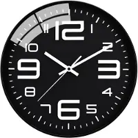 LONGZIMING -Moderne Stille Wandklok – 30cm – Zwart met Glazen Afdekking – Geruisloos Kwartsuurwerk – Voor Slaapkamer, Woonkamer of Kantoor