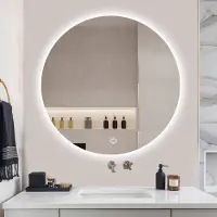 Sensahome - Ronde Badkamerspiegel Frameloos met LED Verlichting - Dimbaar - Wandspiegel - 70CM