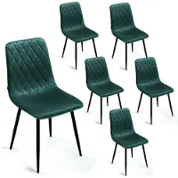 Lina Elisia Eetkamerstoelen - Stoel - Groen - Set van 6 - Velvet