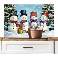 KitchenYeah Spatscherm keuken 100x65 cm - Kookplaat achterwand Vrolijk - Sneeuw - Kleurrijk - Muurbeschermer - Spatwand fornuis - Hoogwaardig aluminium