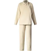 Lunatex - warm dames huispak 124266 - zacht loungepak - coral fleece - beige - maat M