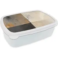 MuchoWow Broodtrommel Wit - Lunchbox Boom - Vlakken - Takken - Kleurverloop - Brooddoos 18x12x6 cm - Brood lunch box - Broodtrommels voor kinderen en volwassenen