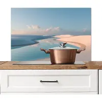 KitchenYeah Spatscherm keuken 90x60 cm - Kookplaat achterwand Duinen - Waterplas - Oneindige rust - Muurbeschermer - Spatwand fornuis - Hoogwaardig aluminium