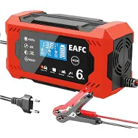Eafc Druppellader 12V 6A/150Ah - Acculader voor Auto, Motor, Boot & Camper - Onderhoudsmodus (Rood)