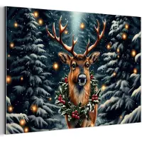 MuchoWow Aluminium schilderij 30x20 cm - Wanddecoratie metaal - Kerst - Magie - Bos - Kleurrijk - Metalen muurdecoratie woonkamer - Decoratie industrieel - Foto op dibond - Industriële accessoires slaapkamer