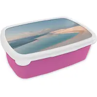 MuchoWow Broodtrommel Roze - Lunchbox Duinen - Waterplas - Oneindige rust - Brooddoos 18x12x6 cm - Brood lunch box - Broodtrommels voor kinderen en volwassenen