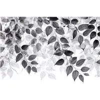 WALLARENA - Fotobehang - 350x250 cm - zwart-witte bladeren die aan de muur hangen voor slaapkamer en salon