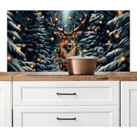 KitchenYeah Spatscherm keuken 120x60 cm - Kookplaat achterwand Kerst - Magie - Bos - Kleurrijk - Muurbeschermer - Spatwand fornuis - Hoogwaardig aluminium