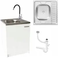 Stamar - Keukenkast 60cm met Wastafel + Wastafelkraan - Keuken meubel - Wit