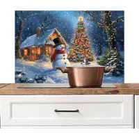 KitchenYeah Spatscherm keuken 80x55 cm - Kookplaat achterwand Kerstwonder - Winteravond - Kleurrijk - Muurbeschermer - Spatwand fornuis - Hoogwaardig aluminium