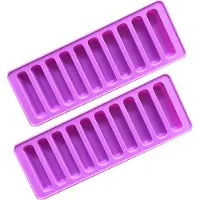 LONGZIMING -Siliconen Mueslireep Bakvorm Set van 2 – 25,5x9,5x1,8 cm, 10 Holtes per Vorm, Hittebestendig tot 240°C, Antiaanbak & Vaatwasserbestendig