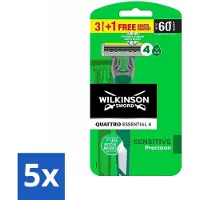 Wilkinson 5 x - Wegwerpscheermesjes - Quattro Essential 4 - Strak Scheren - 4 mesjes - Scheermesje - Wegwerpscheermesje - Strak Scheren - Titanium Mesje - Precisie Mesje