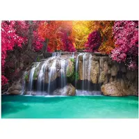 WALLARENA - Fotobehang - 200x140 cm - 3D waterval bos natuur voor slaapkamer woonkamer muurbekleding
