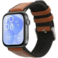 Kwmobile horlogeband geschikt voor Huawei Watch Fit 3 / Fit 4 -Armband voor fitnesstracker van leer in bruin / zwart