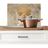 KitchenYeah Spatscherm keuken 60x40 cm - Kookplaat achterwand Goud - Portret - Vrouw - Muurbeschermer - Spatwand fornuis - Hoogwaardig aluminium