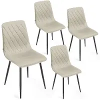 Lina Elisia Eetkamerstoel - Stoel - Creme - Set van 4 - Velvet