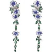 Charme Bijoux Oorbellen- Blauw- Bloemen- lang- steker-