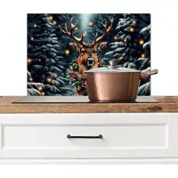 KitchenYeah Spatscherm keuken 60x40 cm - Kookplaat achterwand Kerst - Magie - Bos - Kleurrijk - Muurbeschermer - Spatwand fornuis - Hoogwaardig aluminium