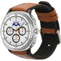 Kwmobile horlogeband geschikt voor Samsung Galaxy Watch 8 Galaxy / Galaxy Watch 8 Classic 46mm -Armband voor fitnesstracker van leer in bruin / zwart