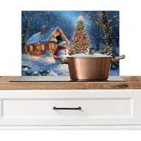 KitchenYeah Spatscherm keuken 70x50 cm - Kookplaat achterwand Kerstwonder - Winteravond - Kleurrijk - Muurbeschermer - Spatwand fornuis - Hoogwaardig aluminium