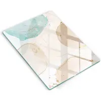 Wallfluent Spatscherm Keuken - Beige Glasplaat Keuken - 40x52 cm - Boho-Stippen En Goud Achterwand Glasplaat Keuken - Abstractie Rechthoekig Spatscherm Keuken