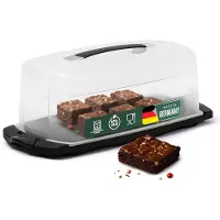 Novaliv 2x Taarttransportdoos (rechthoekig 39 x 17 x 14 cm), Opbergdoos met deksel voor taarten en gebak, Taarttransportdoos, Taartkoepel, Taartcontainer, Accessoiredoos, Dessertdeksel, Opbergruimte