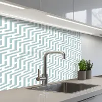 KitchenYeah Keuken achterwand 80x60 cm - Spatscherm zelfklevend Design - Geometrie - Patroon - Groen - Muurbeschermer - Spatwand fornuis