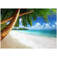 WALLARENA - Fotobehang - 150x105 cm - Fototapete met strand, zee en palmen voor slaapkamer en woonkamer