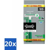 Wilkinson Sword 20 x Wilkinson - Wegwerpscheermesjes - Extra Essential 2 Sensitive - Zacht - 15 mesjes - Wegwerpscheermesje - Scheermesje - Scheerresultaat - Huidgevoelig - Scheren