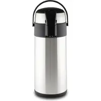 Pioneer Airpot geïsoleerde pompkan roestvrij stalen drankdispenser dubbelwandig met handvat, tot 8 uur warm en 12 uur koel thee, koffie, water, glühwein - 4 l, 18/10, Argent, 4