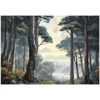 WALLARENA - Fotobehang - 400x280 cm - 3D bomen natuur landschap voor slaapkamer en woonkamer