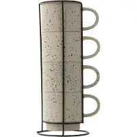 Gusta - Rek Met Koffie en Thee kopjes - Mokken Ivoor 350 ml - 4 Stuks