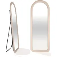 Sensahome Gestoffeerde Staande Spiegel Oval - Passpiegel Suede Velvet - 60x160 - Teddy White