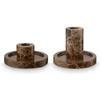 Vtwonen Kandelaar Marmer - Kaarsenhouder - Bruin - Set van 2