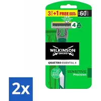 Wilkinson 2 x - Wegwerpscheermesjes - Quattro Essential 4 - Strak Scheren - 4 mesjes - Wegwerpscheermesjes - Scheermes - Quattro Essential - Sword - Scheermesjes