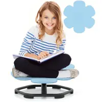 Costway Sensorische draaistoel voor kinderen, 360 graden draaistoel, carrousel, autisme, kinderstoel met antislip metalen basis, carrouselstoel voor binnen, voor peuters vanaf 3 jaar (blauw, bloem)