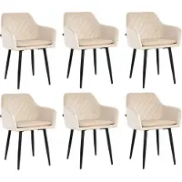 Lina Noble Eetkamerstoelen - Beige - Set van 6 - Velvet