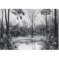 WALLARENA - Fotobehang - 400x280 cm - zwart-wit bos natuur voor slaapkamer en salon, vliesbehang