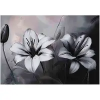 WALLARENA - Fotobehang - 350x250 cm - 3D bloemen ontwerp in zwart-wit beton voor slaapkamer en woonkamer