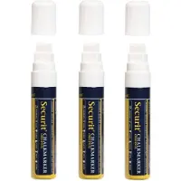 Securit 3x krijtstift - wit - platte punt - 7-15 mm - krijt - chalkmarker - krijtmarker