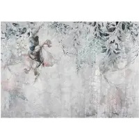 WALLARENA - Fotobehang - 200x140 cm - bloemen op betonnen bladeren voor slaapkamer woonkamer