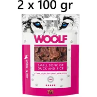 Woolf ++ 2 X ++ hondensnacks - Small bone - duck and rice - 100 gr = 200 gram