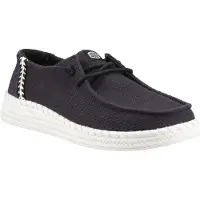 HeyDude Wendy Espadrille Geweven Katoenmix Dames Zwarte Espadrilles
