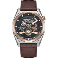 Heritor Automatic Amadeus semi-skelet lederen bandhorloge