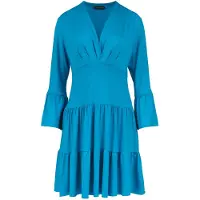 Conquista Turquoise jersey jurk met ruches